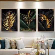 Load image into Gallery viewer, Abstract Black Golden Leafs Wall Art Prints (60x90cm) - Decor Home