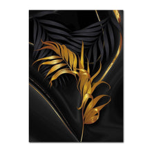 Load image into Gallery viewer, Abstract Black Golden Leafs Wall Art Prints (60x90cm) - Decor Home