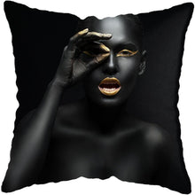 Load image into Gallery viewer, Black and Gold Beauty Art Cushion Covers - Decor Home