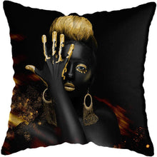 Load image into Gallery viewer, Black and Gold Beauty Art Cushion Covers - Decor Home