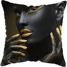 Load image into Gallery viewer, Black and Gold Beauty Art Cushion Covers - Decor Home
