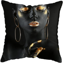 Load image into Gallery viewer, Black and Gold Beauty Art Cushion Covers - Decor Home