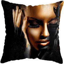 Load image into Gallery viewer, Black and Gold Beauty Art Cushion Covers - Decor Home