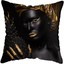 Load image into Gallery viewer, Black and Gold Beauty Art Cushion Covers - Decor Home