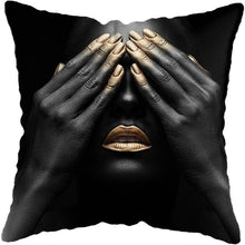 Load image into Gallery viewer, Black and Gold Beauty Art Cushion Covers - Decor Home