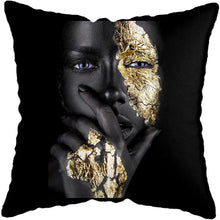 Load image into Gallery viewer, Black and Gold Beauty Art Cushion Covers - Decor Home