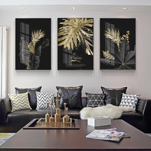 Load image into Gallery viewer, Botanic Wall Art Prints Black and Gold (60x90cm) - Decor Home