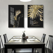 Load image into Gallery viewer, Botanic Wall Art Prints Black and Gold (60x90cm) - Decor Home