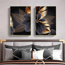 Load image into Gallery viewer, Large Black and Gold Plant Leaf Canvas Prints (60x80cm) - Decor Home