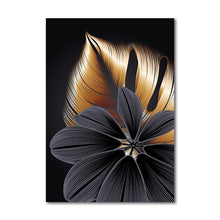 Load image into Gallery viewer, Large Black and Gold Plant Leaf Canvas Prints (60x80cm) - Decor Home