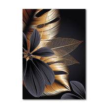 Load image into Gallery viewer, Large Black and Gold Plant Leaf Canvas Prints (60x80cm) - Decor Home
