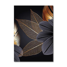 Load image into Gallery viewer, Large Black and Gold Plant Leaf Canvas Prints (60x80cm) - Decor Home