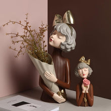 Load image into Gallery viewer, Cute Girl Sculpture Vase - Brown - Decor Home