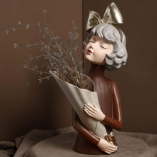 Load image into Gallery viewer, Cute Girl Sculpture Vase - Brown - Decor Home