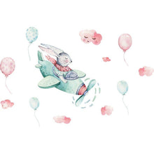 Load image into Gallery viewer, Bunny Flying Aeroplane Wall Stickers - Decor Home