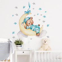 Load image into Gallery viewer, Adorable Baby Bear Sleeping On Moon Wall Stickers - Decor Home