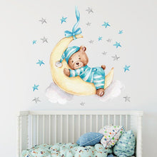 Load image into Gallery viewer, Adorable Baby Bear Sleeping On Moon Wall Stickers - Decor Home