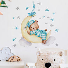 Load image into Gallery viewer, Adorable Baby Bear Sleeping On Moon Wall Stickers - Decor Home