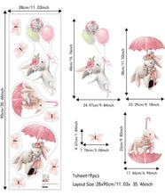 Load image into Gallery viewer, Adorable Bunnies On Umbrella Wall Decals - Decor Home