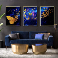 Load image into Gallery viewer, Golden Butterfly Wall Art Prints (60x90 cm) - Decor Home