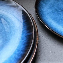 Load image into Gallery viewer, 23cm Cosmic Dawn Blue Dinner Plate Set of 4 - Decor Home