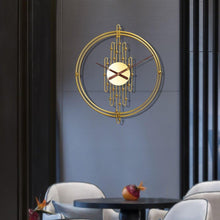 Load image into Gallery viewer, Handmade Large Golden Round Wall Clock - Decor Home