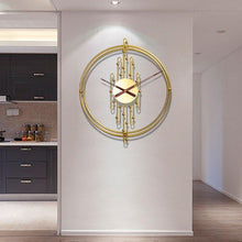 Load image into Gallery viewer, Handmade Large Golden Round Wall Clock - Decor Home