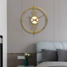 Load image into Gallery viewer, Handmade Large Golden Round Wall Clock - Decor Home