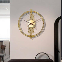 Load image into Gallery viewer, Handmade Large Golden Round Wall Clock - Decor Home