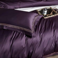 Load image into Gallery viewer, Lavish Egyptian Cotton Sheet Set - Embroidered Deep Purple - Decor Home