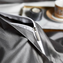 Load image into Gallery viewer, High-End Embroidered Duvet Cover Set - 4 Pieces Set Dark Silky Silver - Decor Home