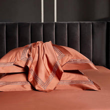 Load image into Gallery viewer, Premium Soft Cotton Bed Linen Sheet Set Embroidered in Orange - Decor Home