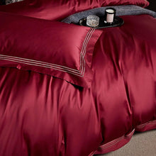 Load image into Gallery viewer, Premium Quality Soft Egyptian Cotton Embroidered Bedding Set - Dark Red - Decor Home
