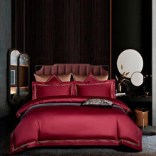 Load image into Gallery viewer, Premium Quality Soft Egyptian Cotton Embroidered Bedding Set - Dark Red - Decor Home