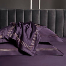 Load image into Gallery viewer, Lavish Egyptian Cotton Sheet Set - Embroidered Deep Purple - Decor Home