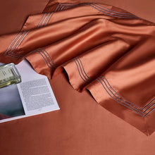 Load image into Gallery viewer, Premium Soft Cotton Bed Linen Sheet Set Embroidered in Orange - Decor Home