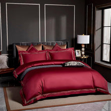 Load image into Gallery viewer, Premium Quality Soft Egyptian Cotton Embroidered Bedding Set - Dark Red - Decor Home