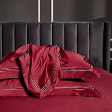 Load image into Gallery viewer, Premium Quality Soft Egyptian Cotton Embroidered Bedding Set - Dark Red - Decor Home