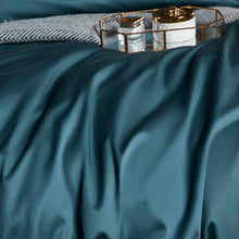 Load image into Gallery viewer, Deluxe Embroidered Duvet Cover Bed Sheet Pillowcase Set - 4 Pieces Set Deep Green - Decor Home