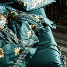 Load image into Gallery viewer, Premium Quality Embroidery Quilt Cover Set - GREEN (4 & 6 Pcs Set) - Decor Home