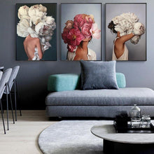 Load image into Gallery viewer, Floral Girls Wall Art Prints - 3 Pcs Set - Decor Home