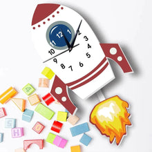 Load image into Gallery viewer, Flying Rocket Nursery Room Wall Clock - Decor Home