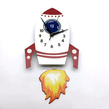 Load image into Gallery viewer, Flying Rocket Nursery Room Wall Clock - Decor Home