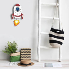 Load image into Gallery viewer, Flying Rocket Nursery Room Wall Clock - Decor Home