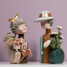 Load image into Gallery viewer, Dazzling Girl Vase Cum Storage Box Brown - Decor Home