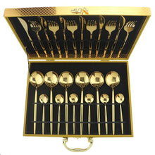 Load image into Gallery viewer, 24 Pcs Matte Finish Gold Cutlery Set Gift Box - Decor Home