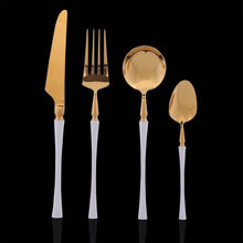 Load image into Gallery viewer, 16 Pcs Gold & White Cutlery Set - Decor Home
