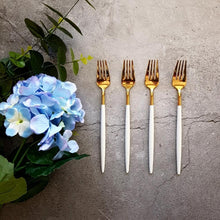 Load image into Gallery viewer, Gold & White Cutlery Set (16 Piece Cutlery Set) - Decor Home