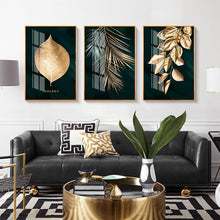 Load image into Gallery viewer, Golden Black Leaf Wall Art Prints (60x80cm) - Decor Home