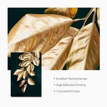 Load image into Gallery viewer, Golden Black Leaf Wall Art Prints (60x80cm) - Decor Home